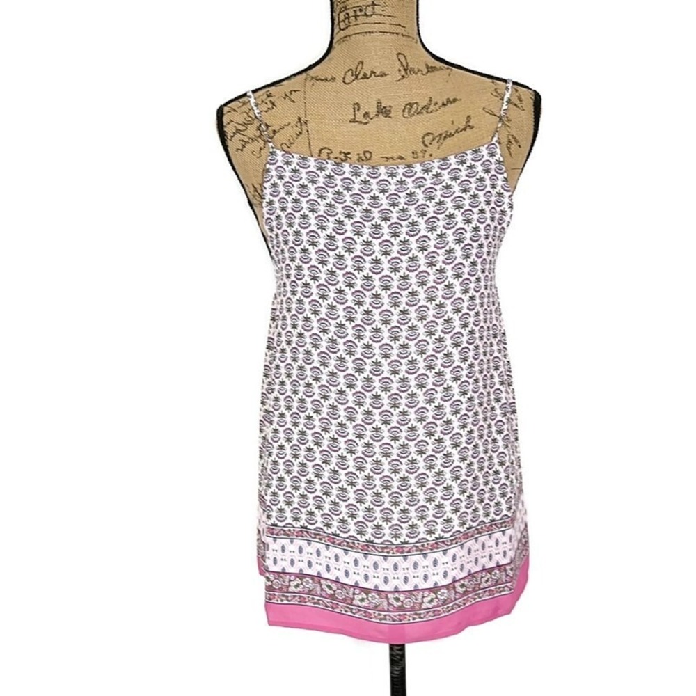 LOFT Outlet Cami Top Womens Medium Pink Floral Medallion Adjustable Straps
